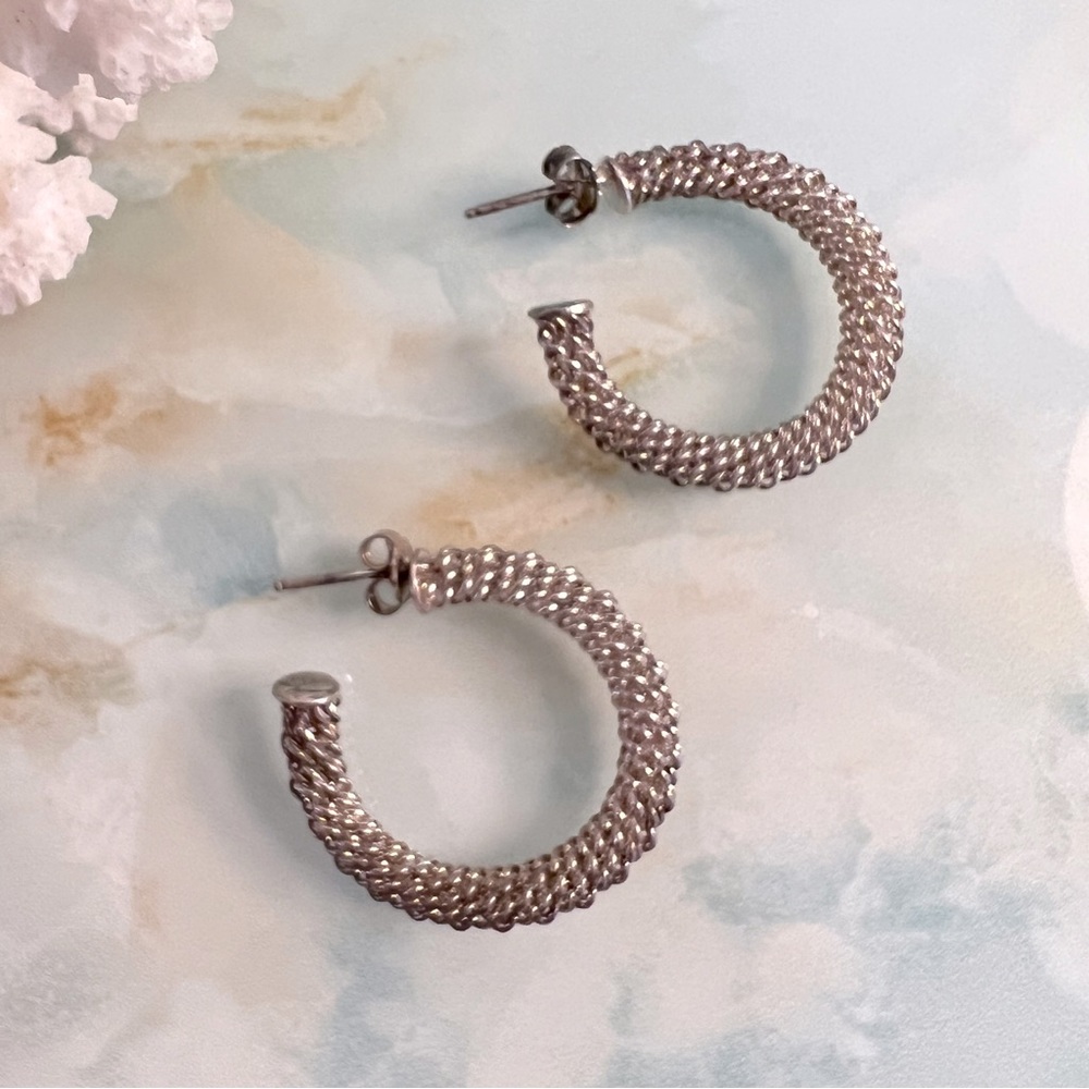 Italian Sterling Silver Chain Hoop Earrings